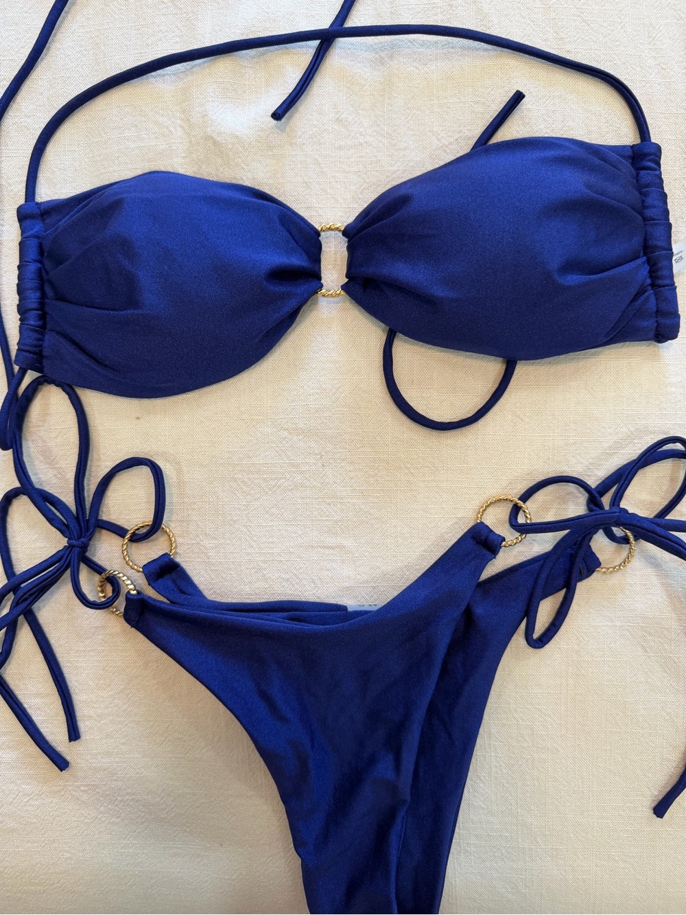 Blue Ring Detail String Bikini